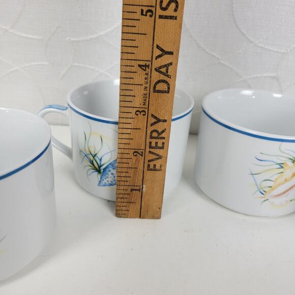 National Wildlife Federation Coffee Mugs White Beach Seashells Set of 4 Cups - Picture 4 of 16